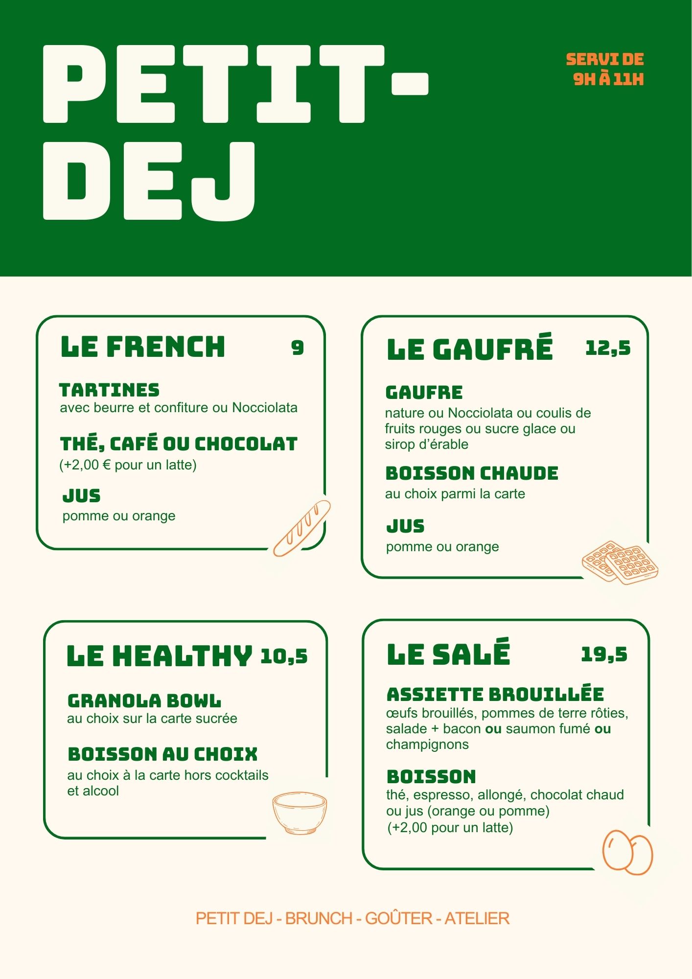 menu carte yelloco coffee 2026 brunch petit dejeuner