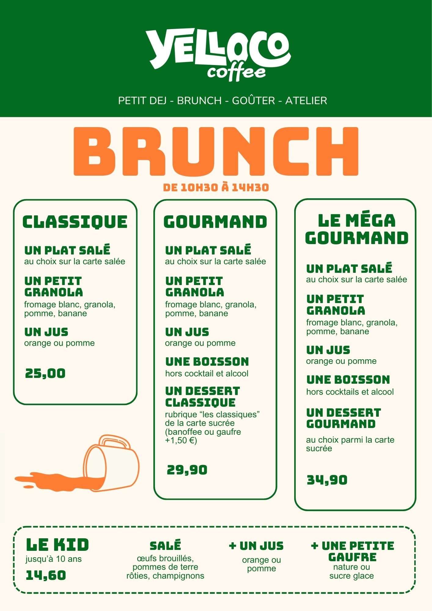 menu carte yelloco coffee 2026 brunch