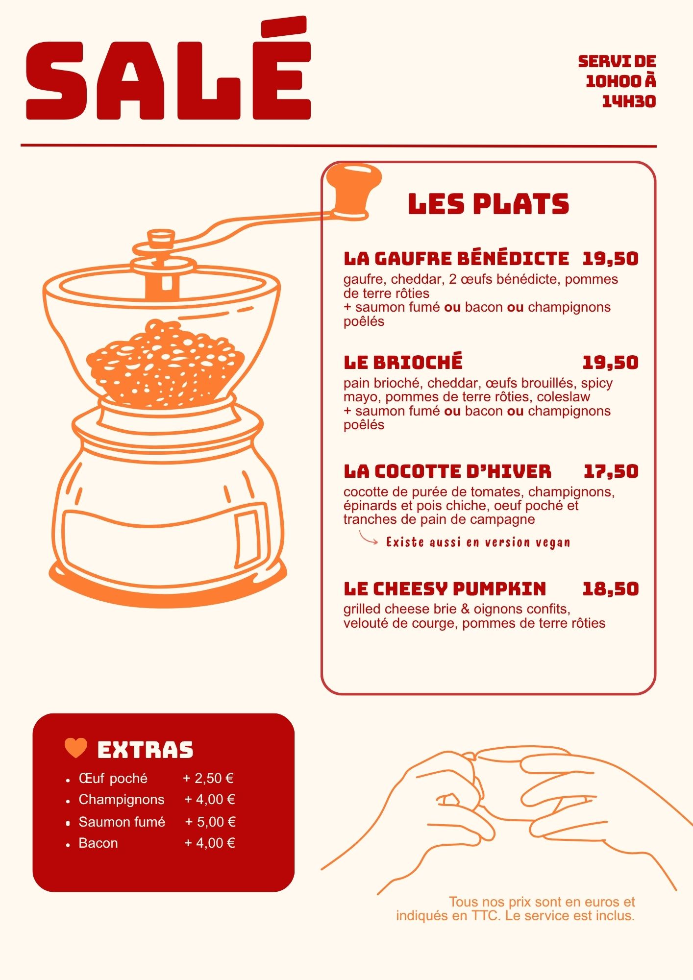 menu dejeuner yelloco coffee val deurope